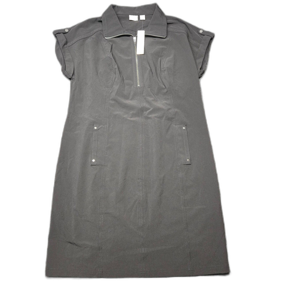 Chico’s Zenergy Neema Half Zip Dress 3 (16) Black Athleisure Golf Athletic NWT
